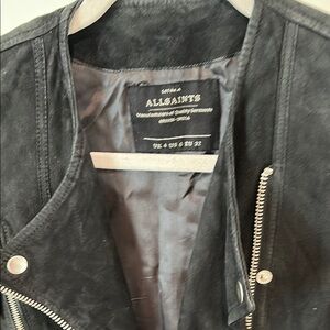 All Saints Black Suede and Leather Motorcycle Jacket